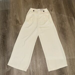Flowy white high waisted trouser pants